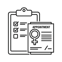 Clipboard with checklist and appointment paper with female symbol