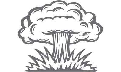 Explosion Vector Illustration – Atomic Bomb Cloud Silhouette Graphic Design