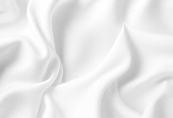 Naklejka premium Close up of smooth white fabric draped into soft folds under lighting, highlighting texture, gentle shadows, and a clean minimal background suitable for design and fashion use