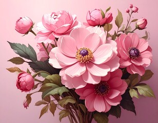 Elegant Pink Peony Bouquet - A Floral Masterpiece in Soft Hues.