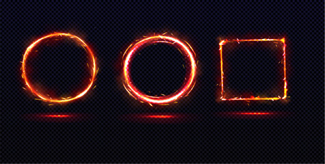 Bright circle frame on dark night.