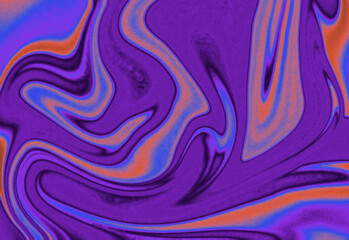 Abstract marbled design featuring swirling purple and orange hues, flowing shapes and glossy texture ideal for digital backgrounds, modern art prints, and creative branding