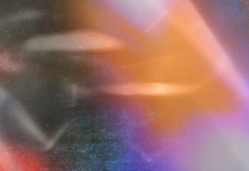 Abstract light trails and soft bokeh in vibrant orange, pink, purple, and blue tones across a grainy texture, ideal for creative backgrounds, posters, and branding designs
