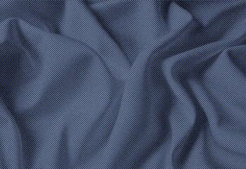 Close-up of dark blue denim fabric with soft folds and rich texture, a high-resolution textile background suitable for fashion design, sewing projects, branding, and layouts