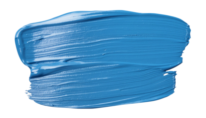 textured abstract blue color paint stroke isolated on transparent background, png
