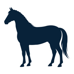 Dark blue silhouette of a horse standing still animal