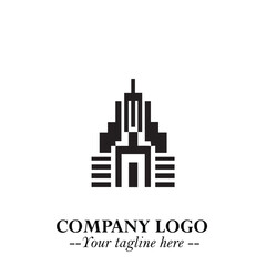 Building Logo Symbol in Black on the White Background with Modern Minimal Architecture Design