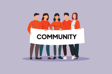 collection of people in a community. community concept. colored flat vector illustration isolated
