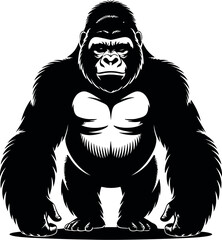 Powerful gorilla graphic sticker primate black