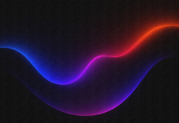 Abstract neon wave in blue, purple, and red light flows over a dark grainy background, creating a dynamic, modern digital artwork for graphic design and creative projects