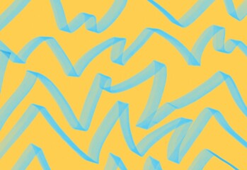 Abstract zigzag patterned background with blue brushstroke lines on a warm yellow canvas, a modern decorative texture ideal for design projects, branding and presentations
