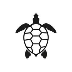 Obraz premium A black silhouette of a sea turtle swimming, isolated on a