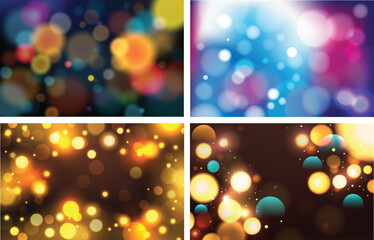 Colorful Glowing Abstract Bokeh Background Set