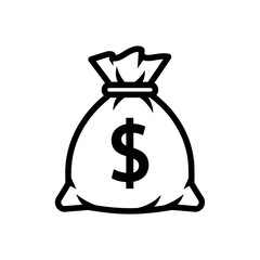 Black silhouette icon of a money bag with a dollar sign