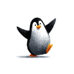 Icon illustration, A Simple flat 2D icon happy penguin isolated on a white background, vector, simple flat 2D icon, minimalist design, EPS, simple design