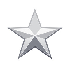 Fototapeta premium Shiny metallic silver five pointed star symbol icon graphic element