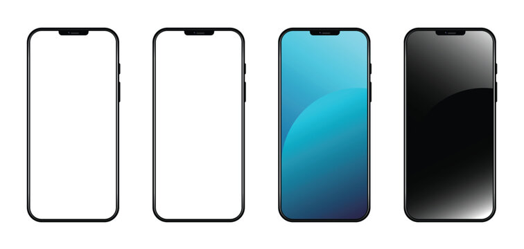 Modern Android Smartphone Screen Mockup with Blank Display, Realistic Mobile Device Vector Template for App UI Design, Web Interface Presentation, and Digital Product Showcase