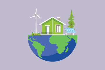 sustainability home concept. colored flat vector illustration isolated