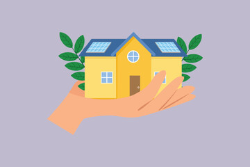 sustainability home green eco-friendly. sustainability home concept. colored flat vector illustration isolated