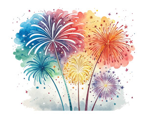 watercolor fireworks burst vector illustration 