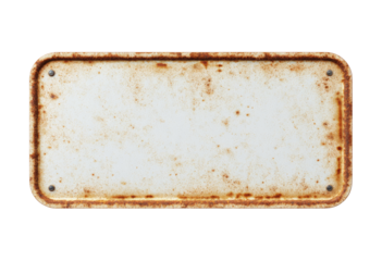 Aged, rectangular metal plate with rust