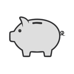 Obraz premium Simple Illustration of a Grey Piggy Bank with Black Outline and Slot