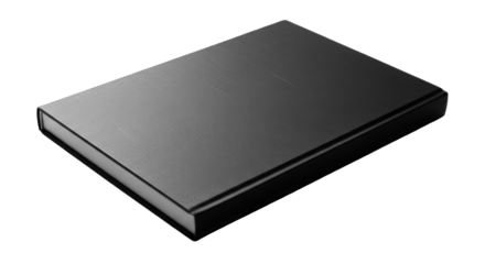 A Closed Hardcover Book With A Textured Black Cover And Subtle Water Droplets Scattered Across Its Surface Isolated On A Transparent Background