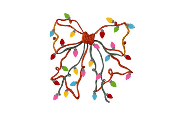 Christmas Lights Tied in a Festive Bow for holiday decoration Sublimation Design