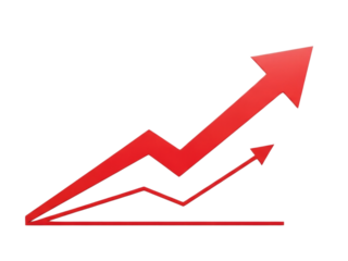 Growing Red Arrow Chart Graphic Upward Trend Isolated Cutout Transparent PNG