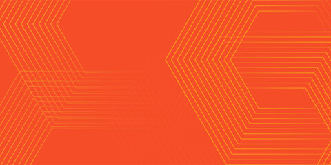 Abstract orange background with glowing geometric lines. Modern shiny yellow hexagon lines pattern. Technology futuristic concept. Suit for poster, banner, brochure, cover, flyer. Vector illustrator