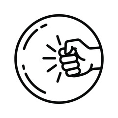 Hand fist punching a circular surface, representing impact or force