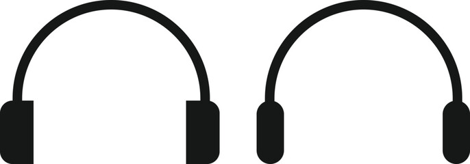 Headphone Icon Set. Headset and Digital Communication Icons collection. Audio Listening and Music Symbol. Listening Equipment and Volume Control