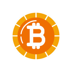 Bitcoin icon in a modern, flat design. A digital representation of a gold coin with the Bitcoin symbol 'B'.