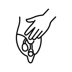 Hand performing testicular selfexamination for health awareness