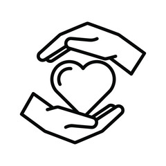Hands holding a heart symbol, representing care and love