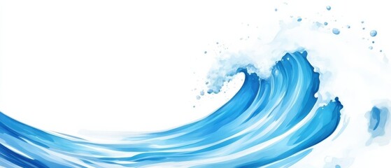 A vibrant, stylized wave gracefully curves, showcasing shades of blue and white, evoking a sense of movement and tranquility.