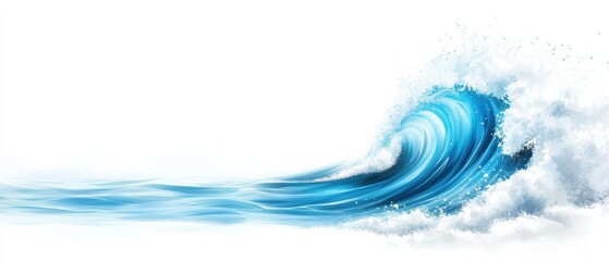 A vibrant, stylized wave crashing with shades of blue, capturing the energy of the ocean in an artistic representation.