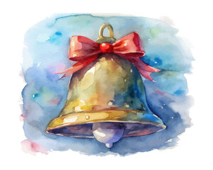 Watercolor Festive bell  isolated on white background