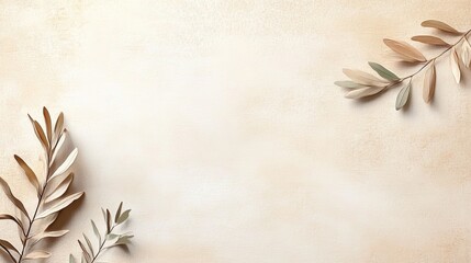 A serene, minimalist background featuring soft tones with delicate leaves, creating an elegant and calming aesthetic.