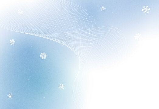 Abstract winter background with cool blue gradient, soft light curves, subtle snowflakes, and bright glow, ideal for holiday designs, banners, website, and seasonal branding