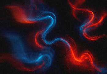 Abstract red and blue nebula-like swirls against a starry dark background, capturing dynamic energy, motion, creativity, harmony for futuristic science-inspired art concepts