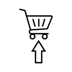 Shopping cart icon with an upward arrow