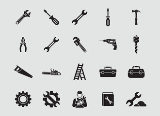 Facility and Infrastructure Solid Icons for Industrial Use