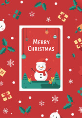 Fototapeta premium Christmas Snowman Card Pattern
