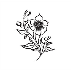 Minimal botanical leaf line art vector. Tattoo flower icon. simple botanical line drawings featuring delicate leaves and branches, ideal for logos, tattoos, invitations, and modern decor.eps10