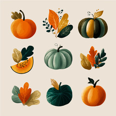 A hand drawn Simple flat 2D illustration of Vibrant Mini Bell Pepper Collection isolated on a white background, vector icon set, simple design in a flat design, simple 2D illustration, EPS format