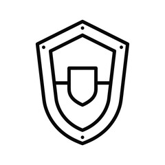 Simple outline icon of a shield, representing protection, security, and defense