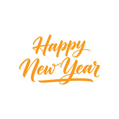 Happy New Year Hand Lettering Typography Set Elegant Script Text for New Year's Greeting Modern Hand-Drawn Happy New Year Design Collection