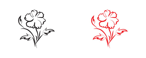 Minimal botanical leaf line art vector. Tattoo flower icon. simple botanical line drawings featuring delicate leaves and branches, ideal for logos, tattoos, invitations, and modern decor.eps10