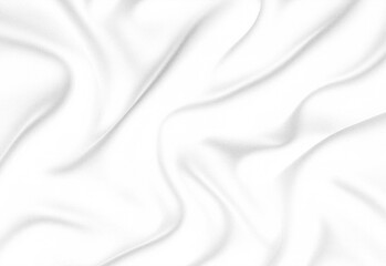 Close up of smooth white fabric with delicate folds and soft gray shadows, highlighting texture and luxury textile quality for fashion, interior design, and photography backdrops